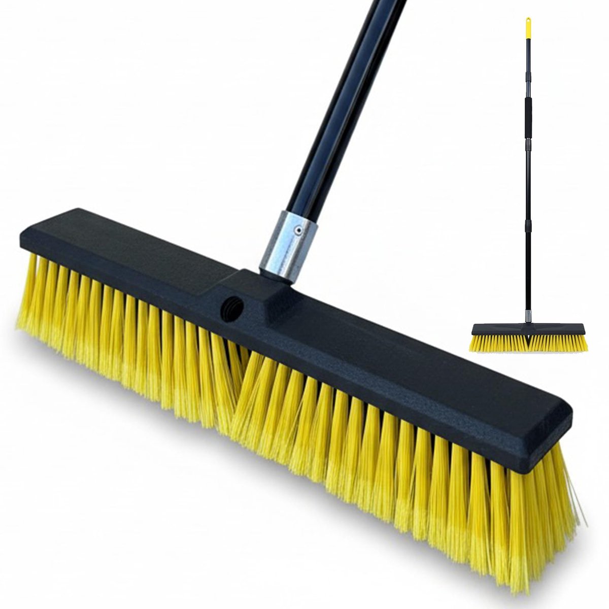 Tuinbezem 18" - Heavy Duty Roestvrijstalen Handvat - Stijve Borstelharen - Perfect voor Oprit en Patio - ShopVlot