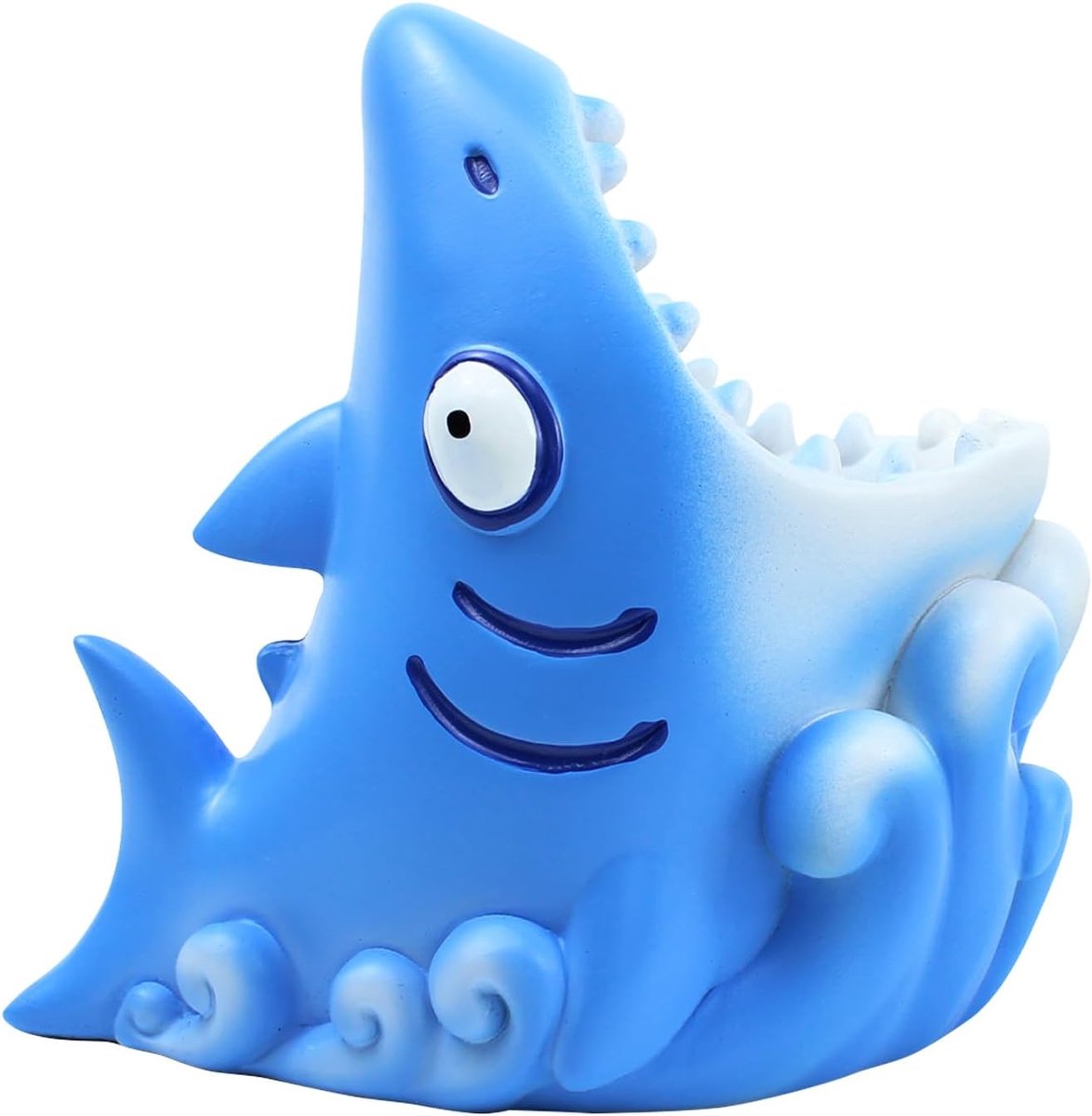 Tafeldecoratie pennenhouder - blauwe haai van hars - grappige opslag - perfect voor bureau - ShopVlot