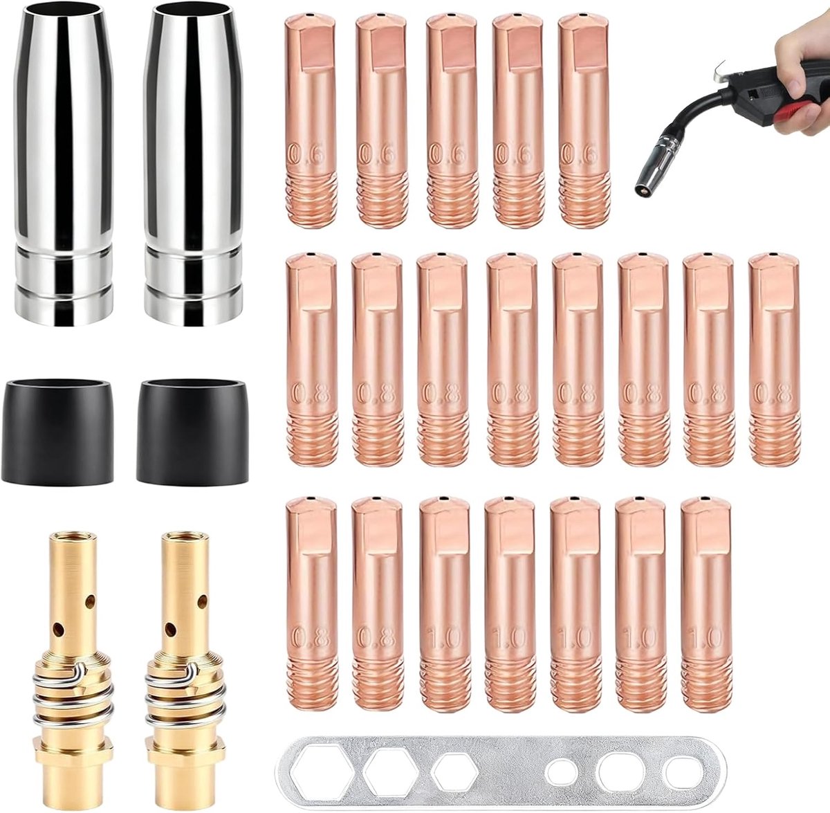 Slijtageonderdelen slijtagekit 27 stuks - accessoires voor 15AK MIG/MAG lasbrander - hoogwaardige kwaliteit - ShopVlot
