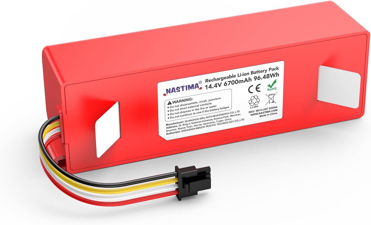 Li-Ion Accu 14.4V 6700mAh - Vervangingsbatterij voor Xiaomi Roborock S-serie - Betrouwbare energievoorziening voor stofzuigers