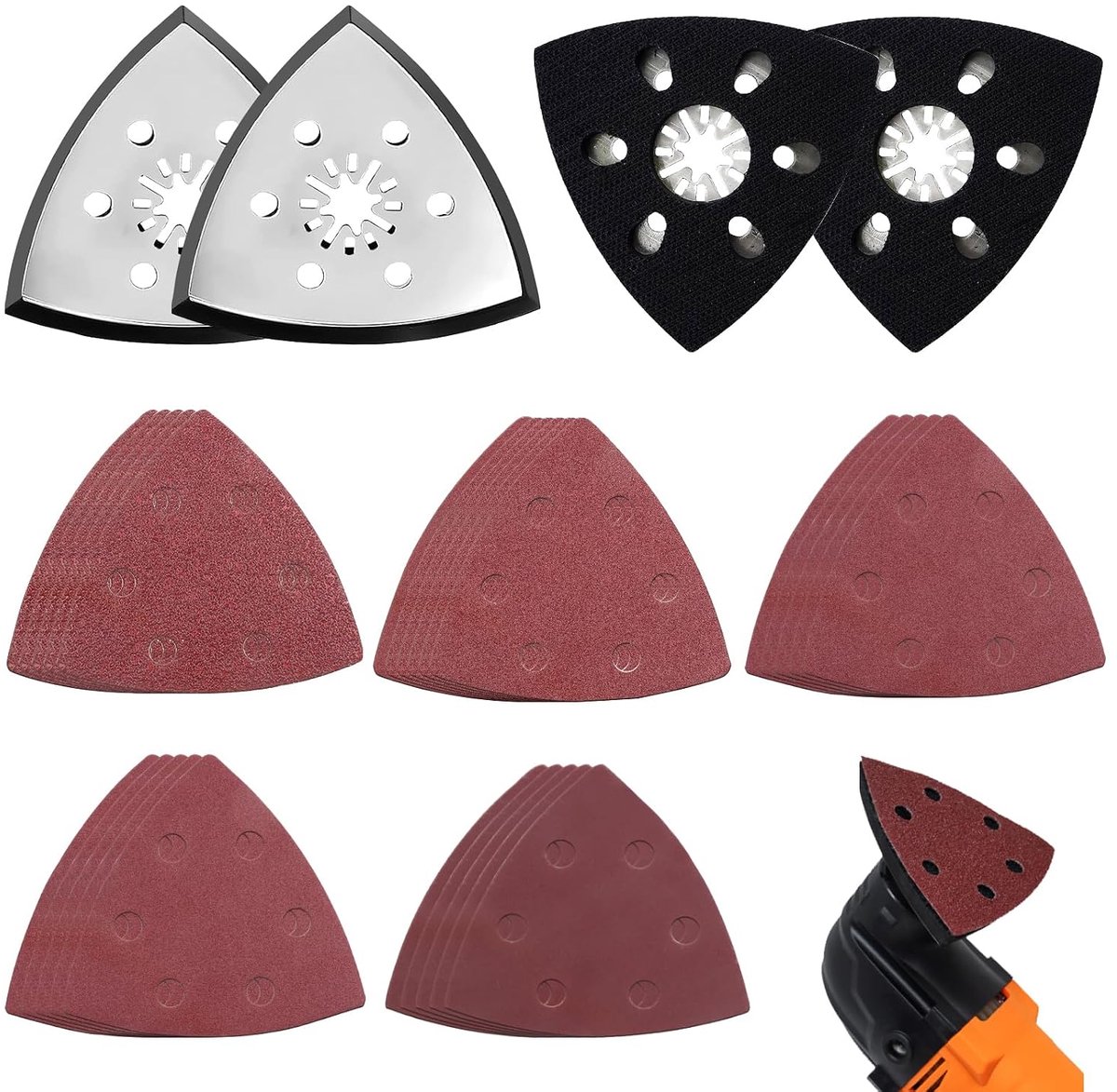 Multitool schuuraccessoires 29-delig - 4 schuurplaten 90mm - roestvrij staal - ideaal voor fijn schuren - ShopVlot