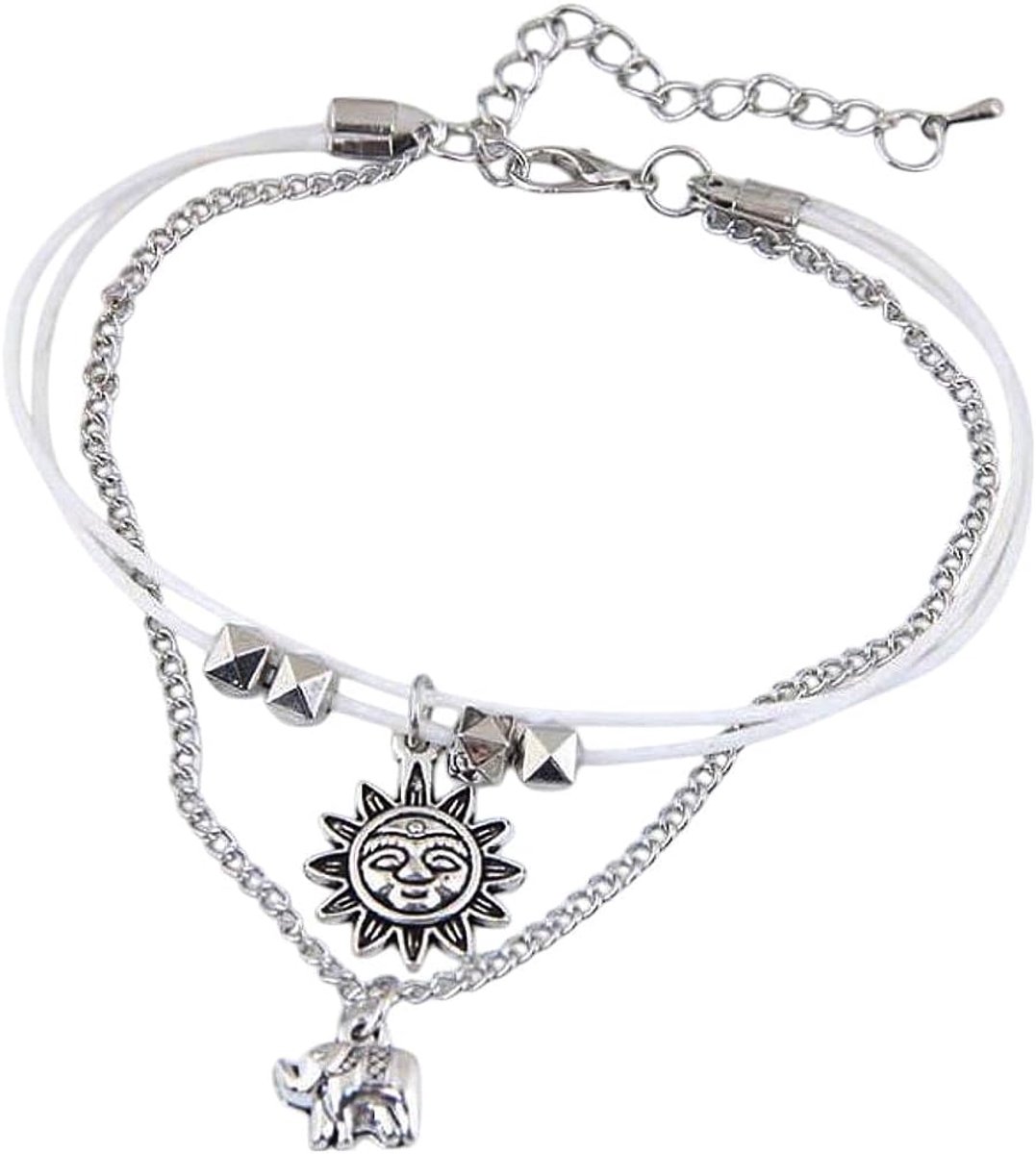 enkelbandje 19,5 cm - zilver/witte legering - met hanger - trendy strandaccessoire - ShopVlot