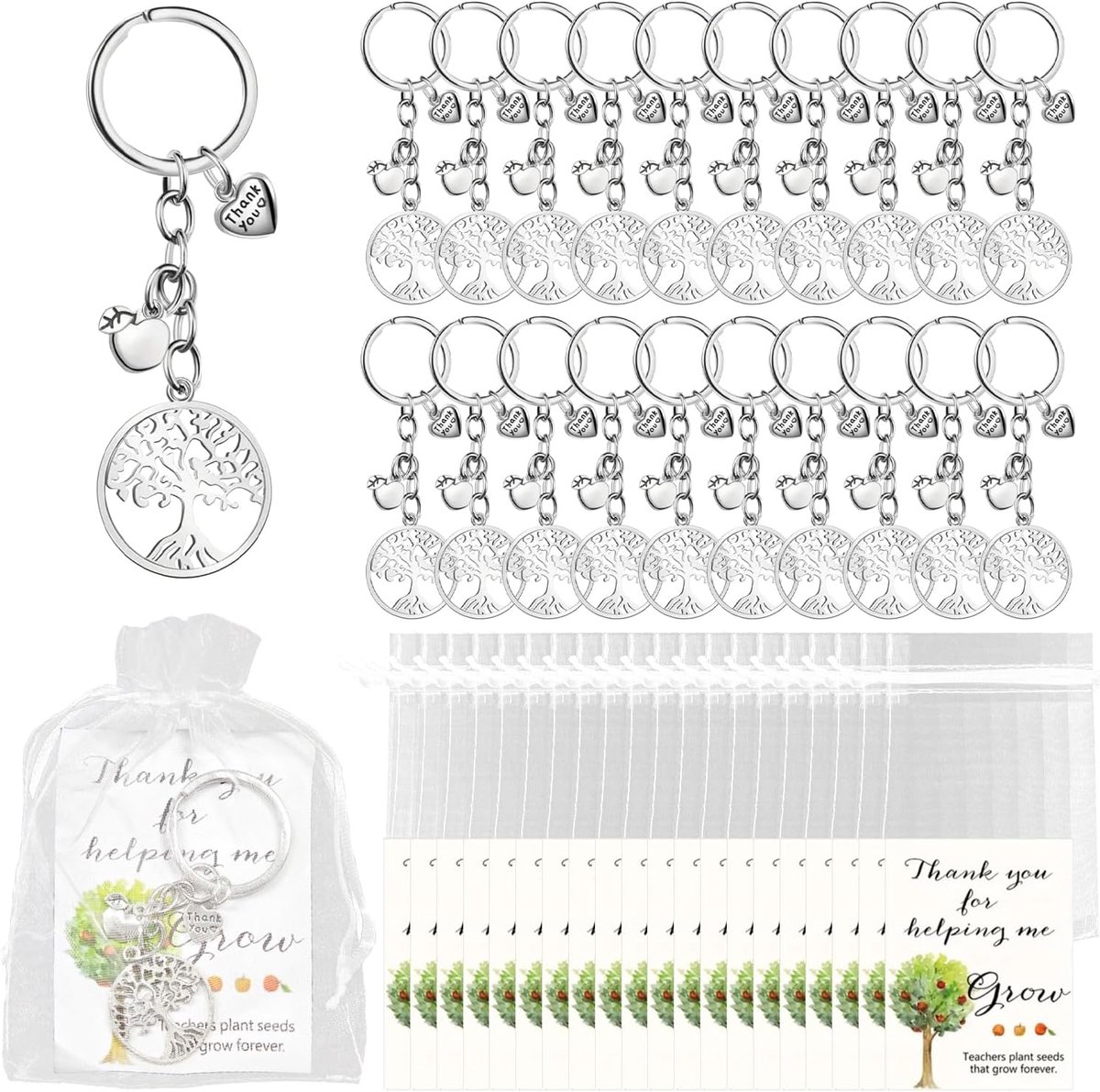 Sleutelhanger leraar bedankjes - 20 set levensboom met bedankkaartjes - perfect afscheidscadeau - ShopVlot