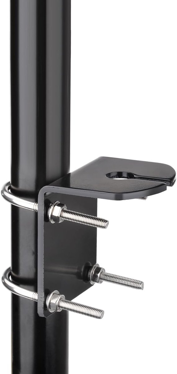 L-houder van aluminium met U-bouten voor paalmontage | 16 mm gat, waterdichte houder voor antenne, weerstations en andere