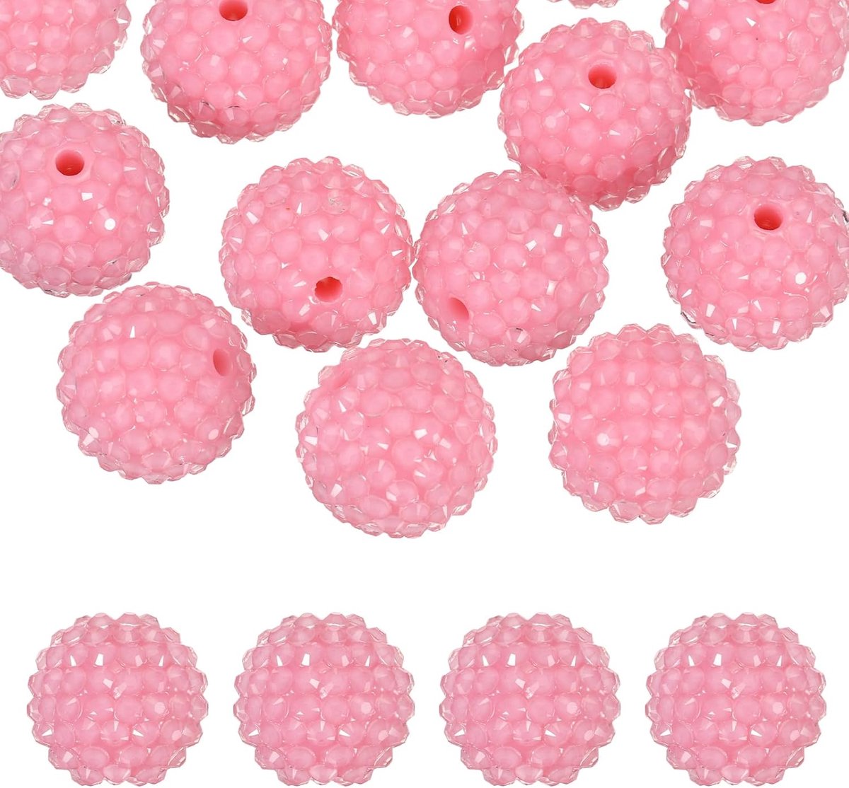 Kralen voor kralen pen, 10 stuks bal disco sprankelende brok ronde bubblegum kralen voor kralen sleutelhanger sieraden maken doe-het-zelf ambacht, roze
