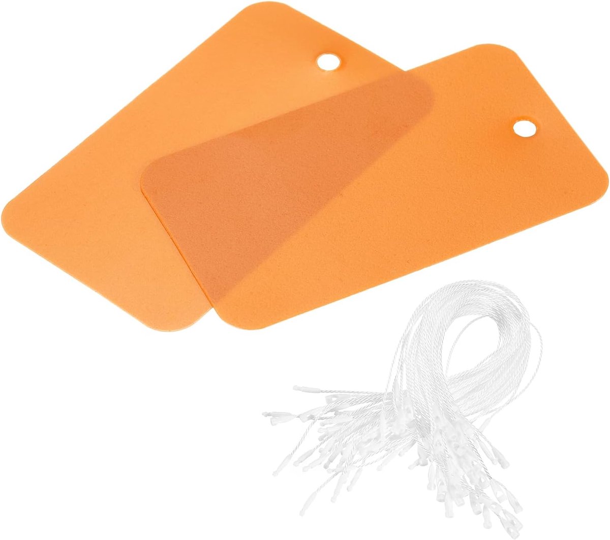 Waterdichte draden kunststof verzendhanger, voor productidentificatie-aanhangers, ventielmarkering, buitenmarkering, 3,8 x 6,1 cm oranje 50 stuks met touw