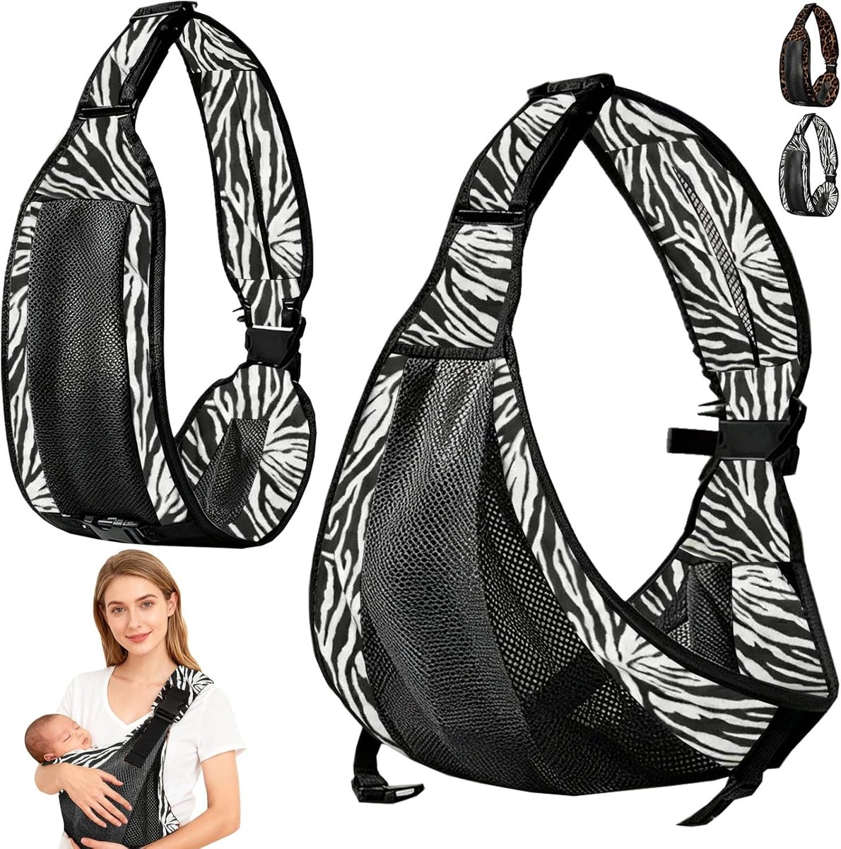 Draagdoek voor pasgeborenen, netweefsel, ademend, verstelbare heupdrager, babydrager zijkant, ergonomische draagdoek tot 20 kg (H)