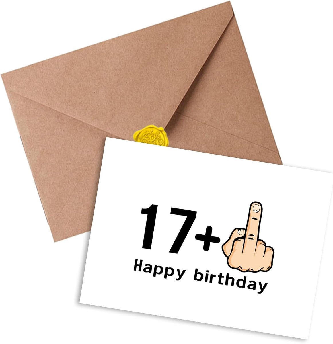 Verjaardagskaart voor 18, grappige verjaardagskaarten met envelop, duurzame kaart, wenskaart voor vrouw, man, 17 + 1 vinger-wenskaart, gepersonaliseerde verjaardag, verjaardagscadeau (18)