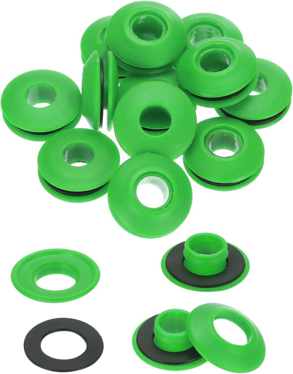 Set van 20 kunststof ogen voor dekzeilen, roestvrij voor vrachtwagenzeilen, textieltenten, zwembadzeilen, luifels, banners, bevestigingsclips, groen