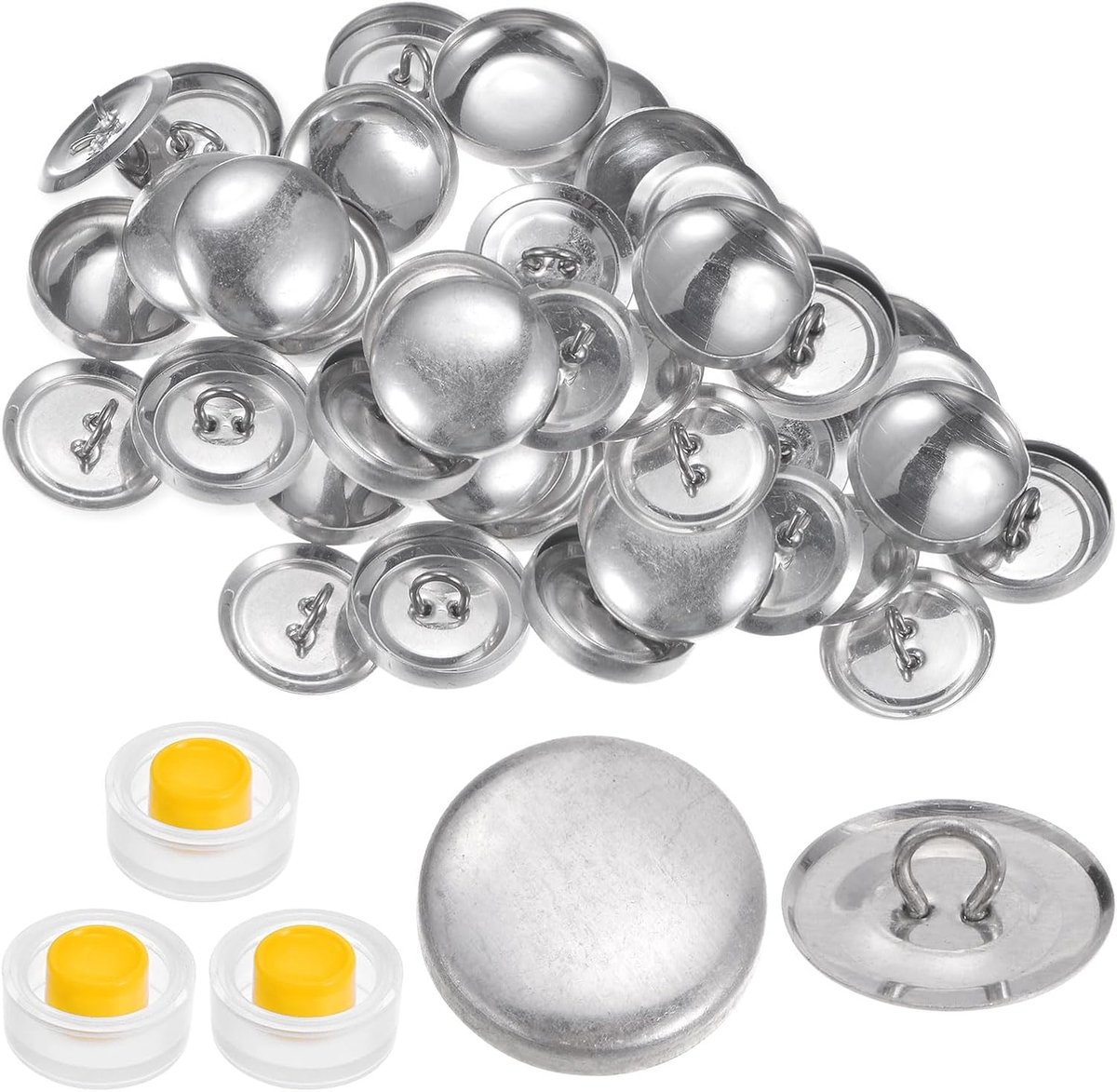Knopenset 28 L 0,75 inch 19 mm met draad-achterkant aluminium knoppen voor het afdekken van stof knoopmaker afdekknoppen set met gereedschap voor doe-het-zelf stof