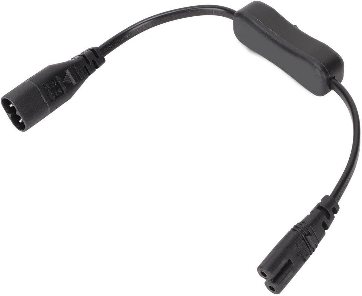 320 C8 Naar IEC 320 C7 Stekkerkabel, Mannelijk Naar Vrouwelijk 250V Verlengsnoer met Schakelaar, voor Bureaulamp, Luidspreker, LCD-monitor, 0,98 Ft