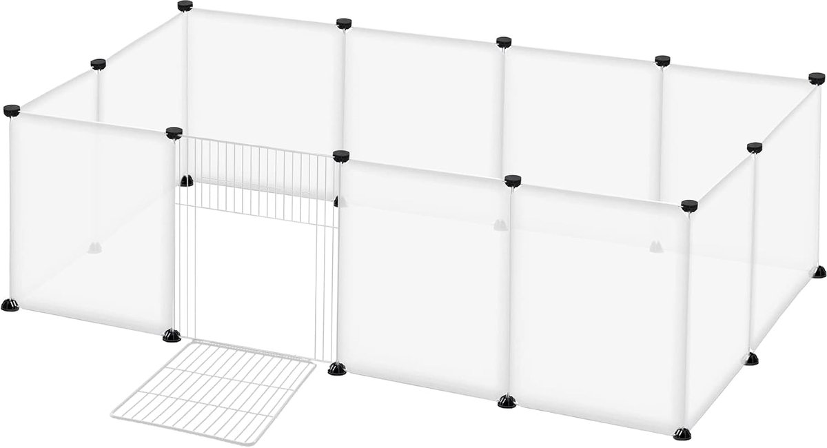 Buitenbox voor kleine dieren, speelhek, puppyverblijf, wit, met deur (12 stuks)