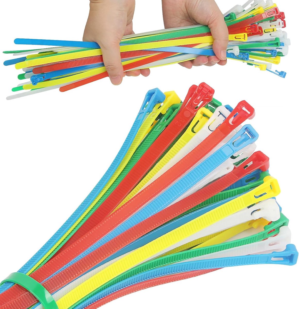Nylon kabelbinders 300 x 8 mm - kleurrijk - 100 stuks - ideaal voor organisatie - SnelShoppen