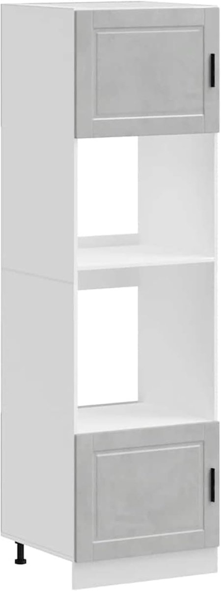 Fornuis ombouwkasten 2 stuks betongrijs houtmateriaal, wandkast bovenkast keukenkasten keukenmeubels voor woonkeuken eethoek, Porto-serie 3315055