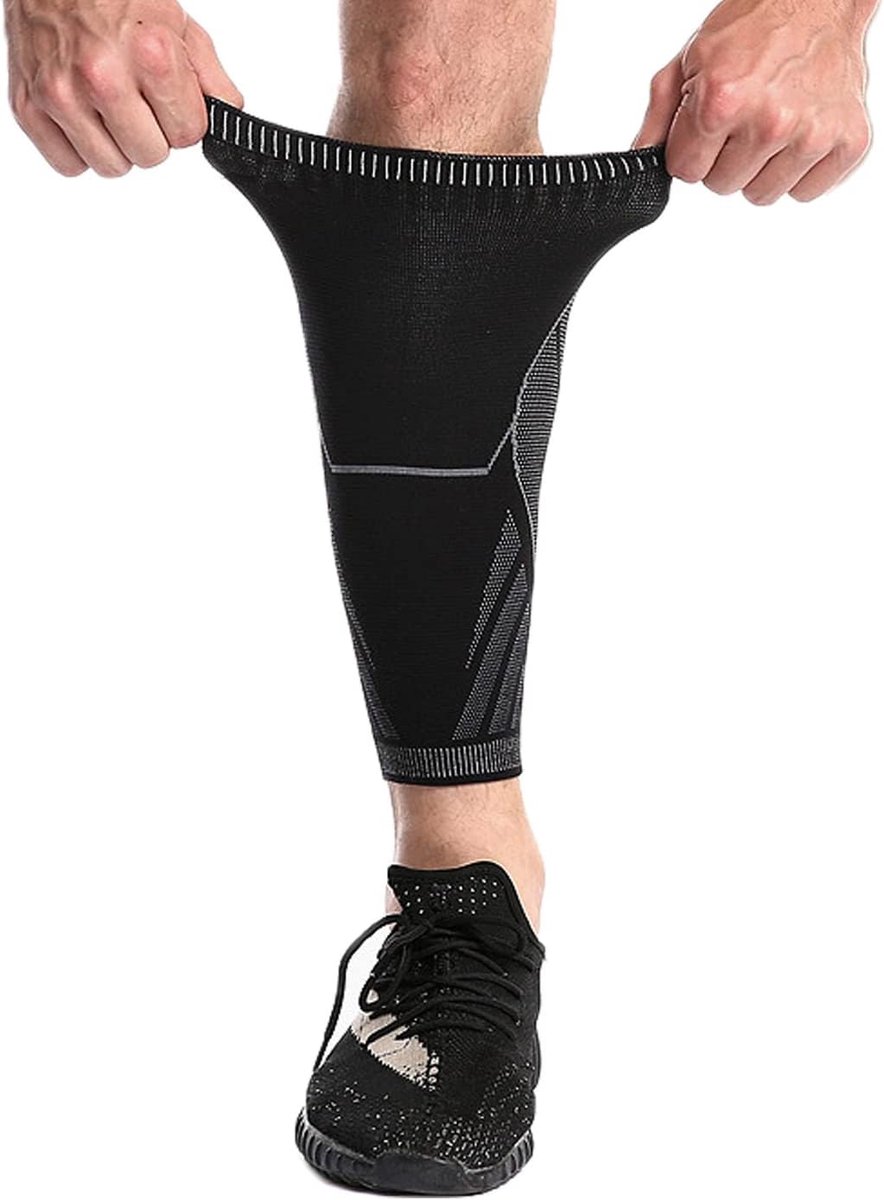 Kuitbandage, kuitsteun, compressie kuitmouwen, beenwarmers, verstelbare kuitsteun, compressiesokken zonder voet, voor sport, hardlopen, fietsen, crossfit, gym, tennis