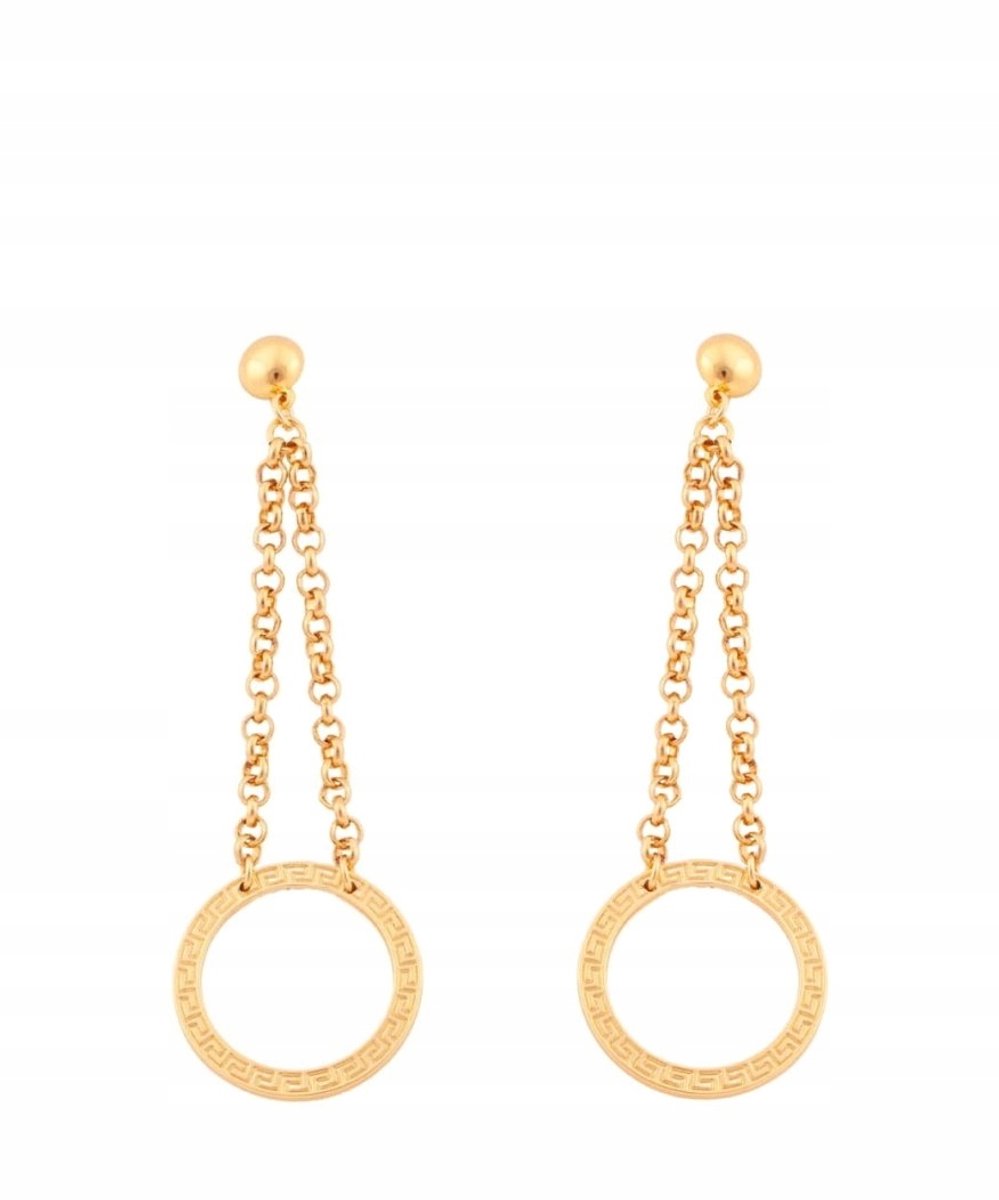 Lange Oorbellen met Cirkels - Grieks Patroon (10cm)