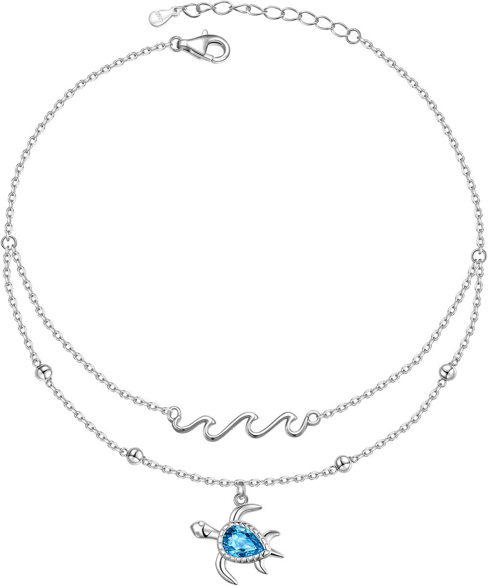 Enkelbandje dubbele laag - 925 sterling zilver - verstelbaar - boho stijl - ShopVlot