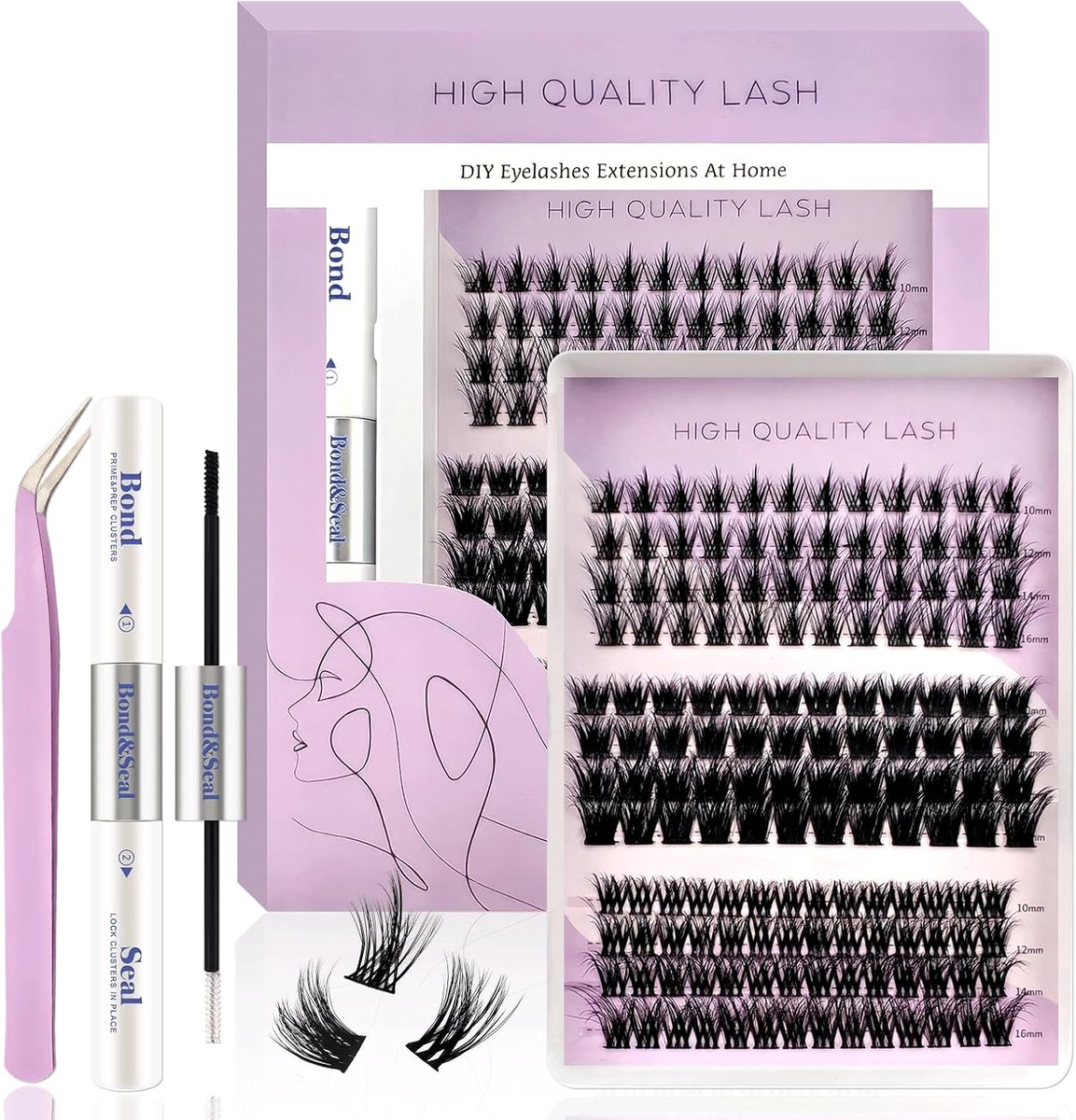 Eyelash extensions set 152 stuks - 0.07D individuele wimpers - met lijm en pincet - perfect voor beginners - ShopVlot
