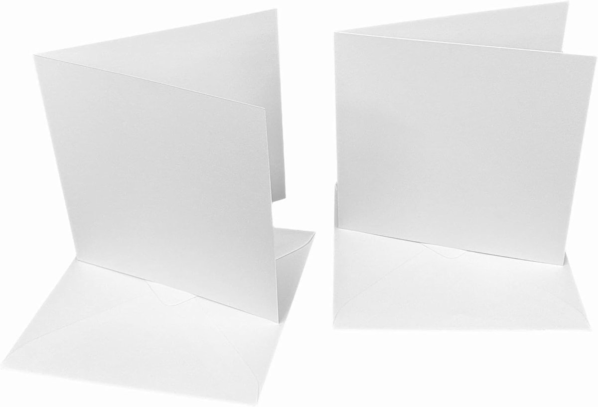 Vouwkaarten 7x7 inch - 250gsm wit - 50 stuks met enveloppen - Perfect voor uitnodigingen - ShopVlot