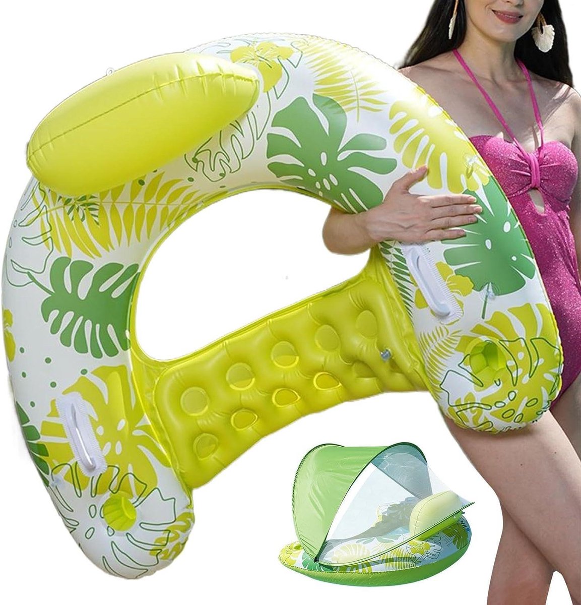 Zwembad Ligbed - Opblaasbare Stoel - Ontspannen op water - Met zonnekap - 103x80 cm - Niet gespecificeerd