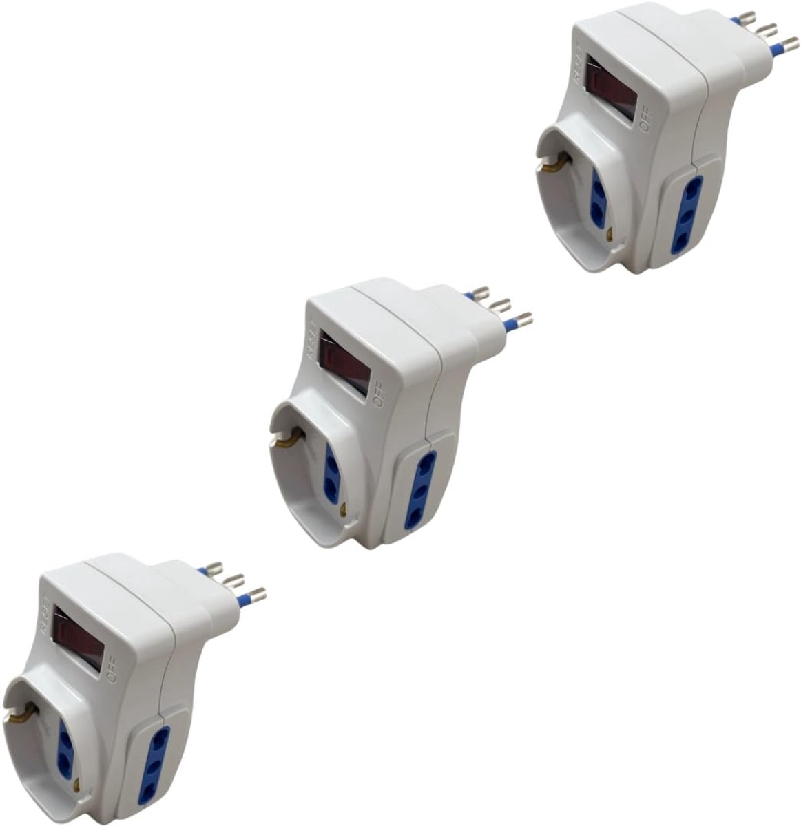 Triple adapter set - 3 stuks - 2x 10/16 A en 1x Schuko - uitbreidbare stroomvoorziening - ShopVlot