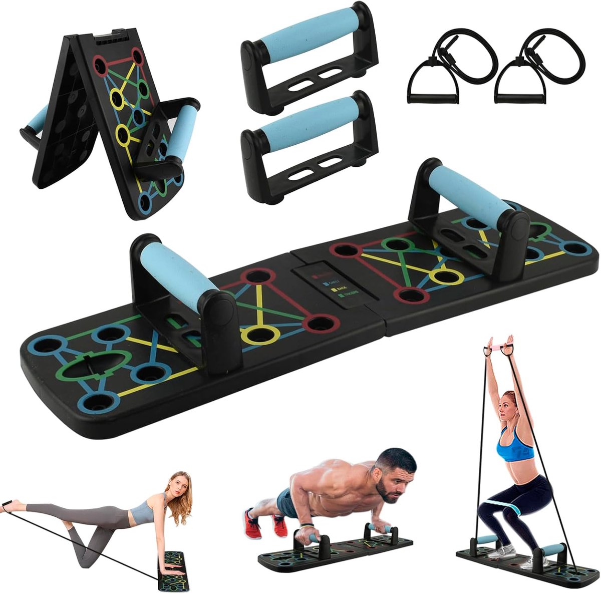 Abdominal Muscle Training System - Vouwbaar Fitnesspaneel - Multifunctioneel met Handgrepen - Effectieve Thuis Workout - ShopVlot