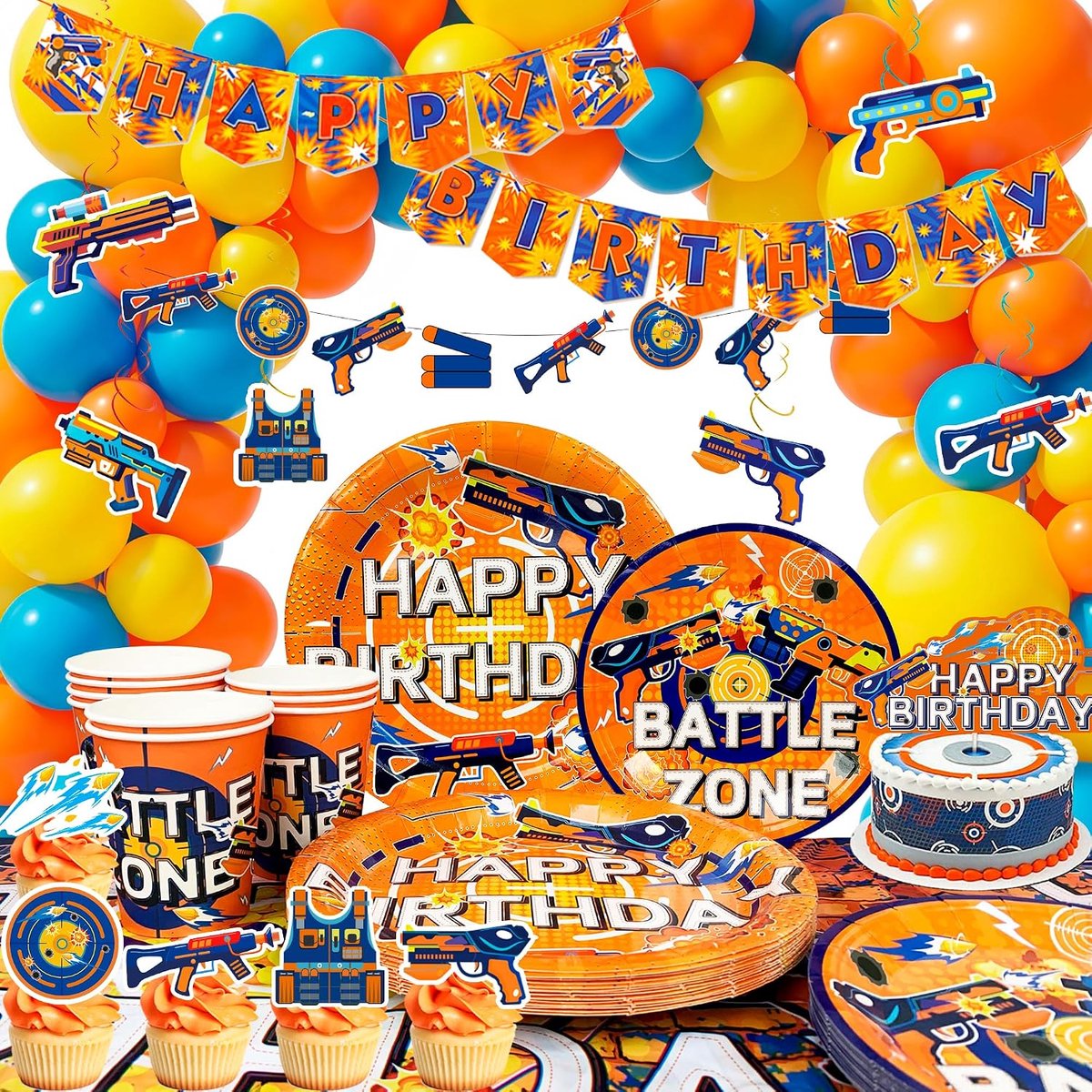 Dart Battle Verjaardagsdecoraties - 184 Stukken - Tafeldecoratie en Ballonnen - Perfect voor Feestjes - ShopVlot