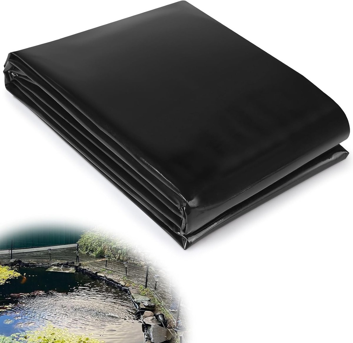 SnelShoppen - Pond Liner 3x3m Zwart HDPE 0.2mm Dikte, Sterke Tuinvijverfolie voor Vijvers, Fonteinen, Waterpartijen en Watervallen, UV en Weerbestendi