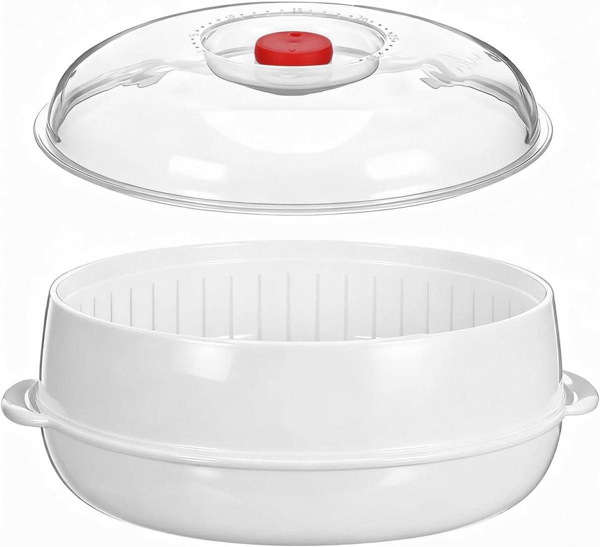 Microgolfstomer met Deksel - 25 x 25 x 14 cm - Duurzaam PP Materiaal - Snel groenten stomen - ShopVlot