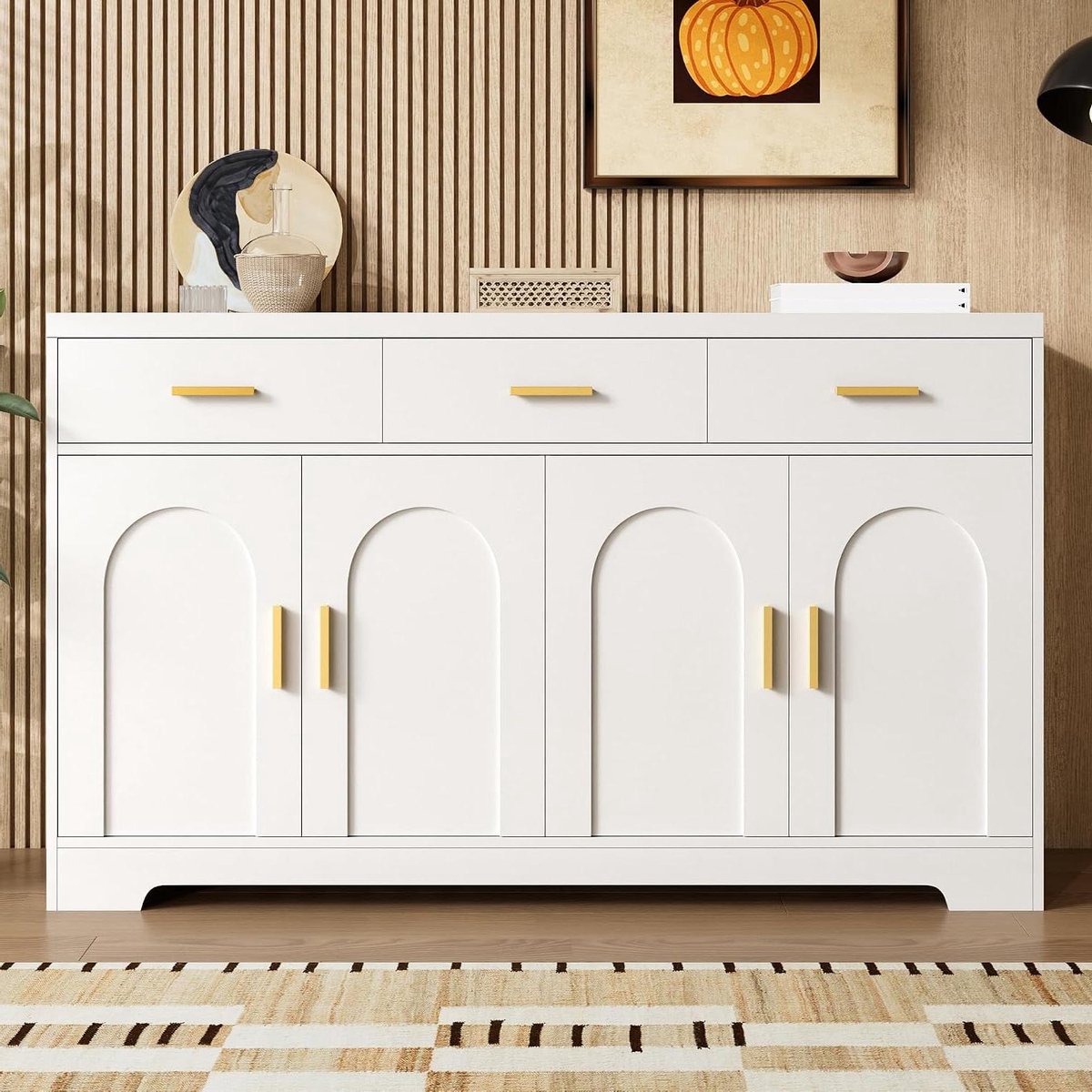 Dressoir met 4 Deuren - Commode Buffetkast - Woonkamer Opbergen - Elegant Boogdesign - 140 x 83 x 40 cm