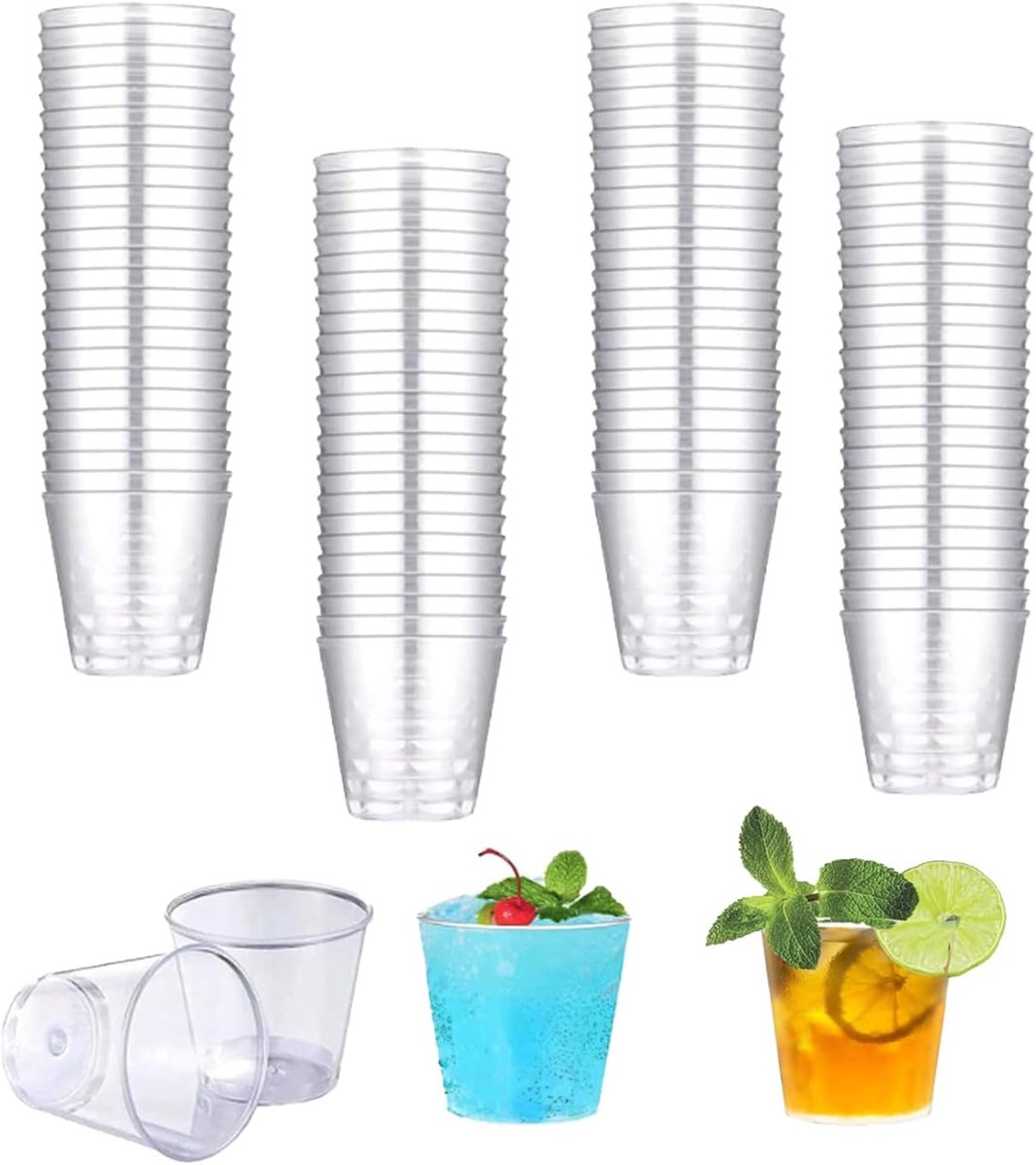 Plastic shot glasses 100 stuks - 30 ml - herbruikbaar - ideaal voor feesten - ShopVlot