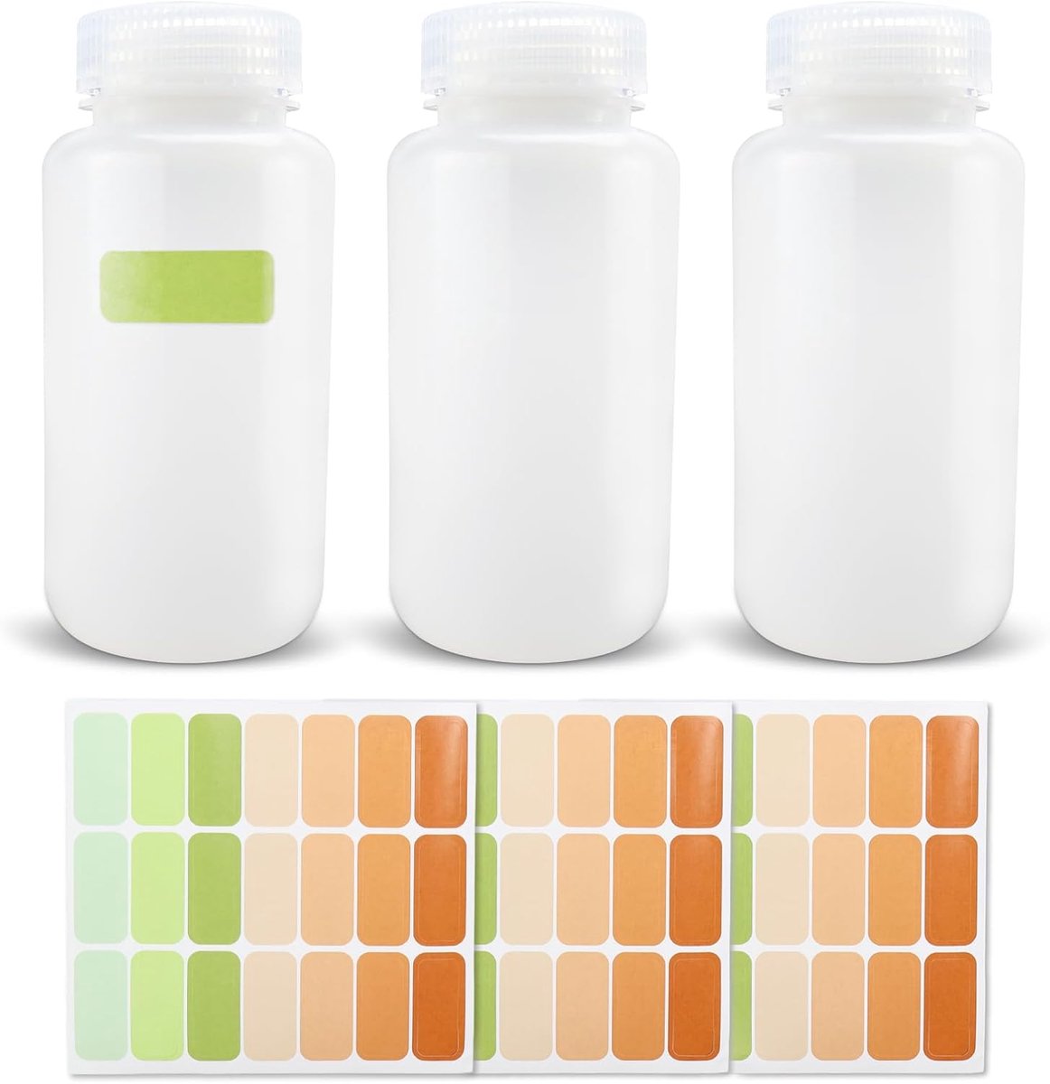 SnelShoppen - Plastic flessen met brede opening 250 ml - 3 stuks HDPE flessen met schroefsluiting - Doorschijnend, lekvrij, ideaal voor laboratorium,