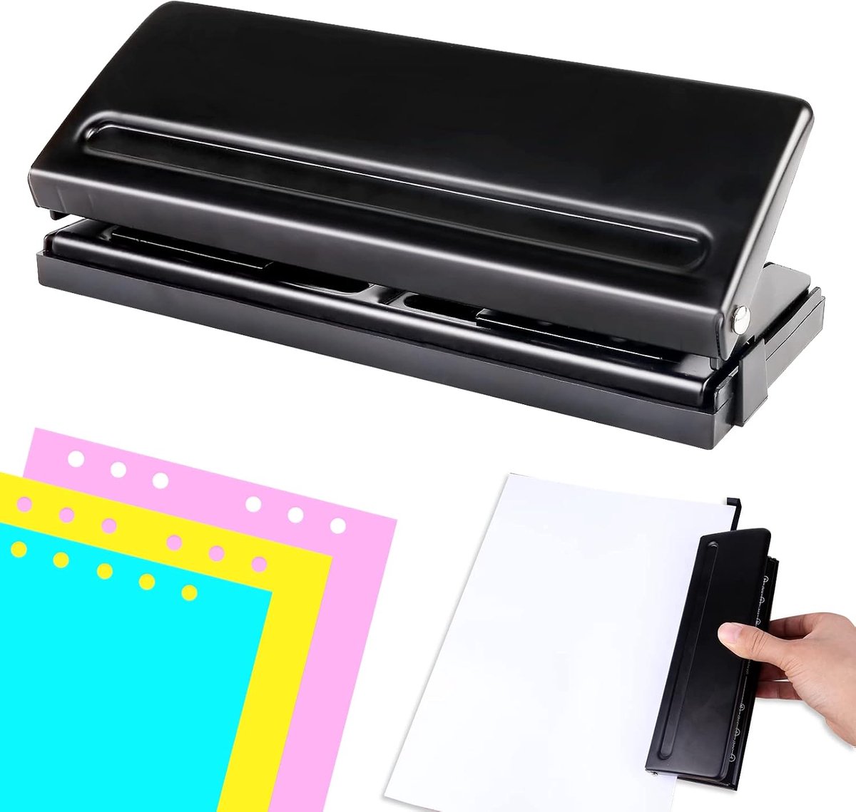 6-Weg Perforator A5 A6 A7 - Zwart - Instelbare gaatjes - Ideaal voor planners en dagboeken - ShopVlot