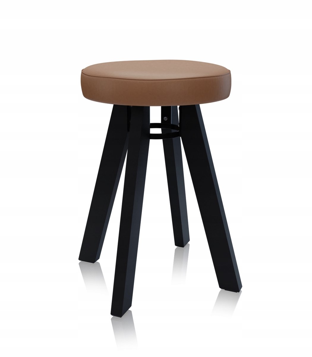 Merkloos Keukentabouret - Zwart Gelakt Hout & Eco-leer