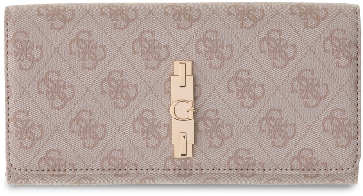 GUESS portemonnee Yvonne Logo SLG Flap Organizer Stone Logo beige