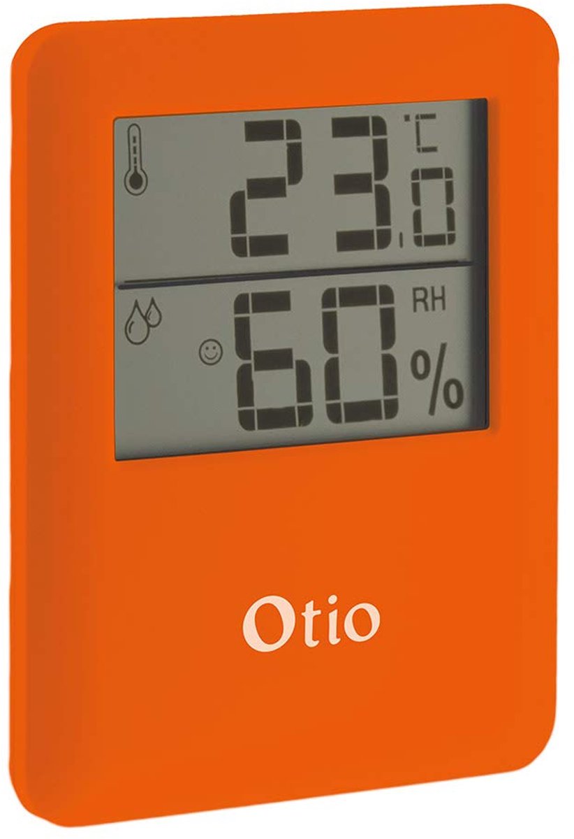 Thermometer hygrometer - magnetisch - oranje - eenvoudig af te lezen temperatuur - ShopVlot
