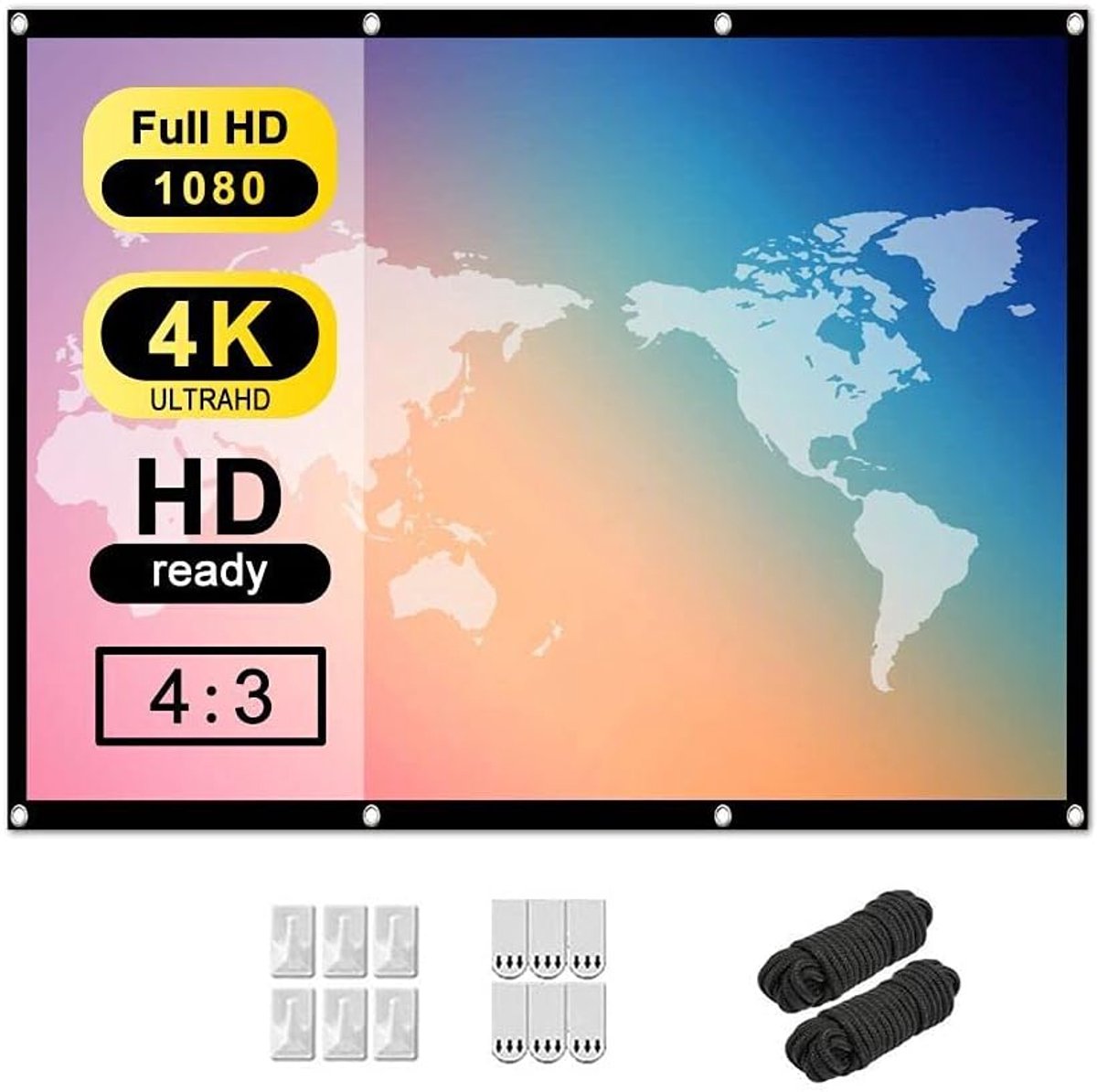 Projectiescherm 100 inch 4:3 - Vouwbaar canvas - Dubbelzijdige projectie - Ideaal voor thuisbioscoop - ShopVlot