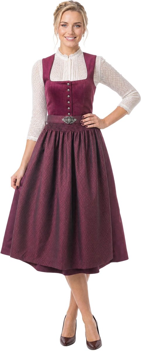 dressforfun Maxi Dirndl Chiara - 42 - Rood - Verkleedkleding Oktoberfest - Duitse Jurk - Feestkleding - Klederdracht - Vrouwenkostuum - Feest - Partykleding