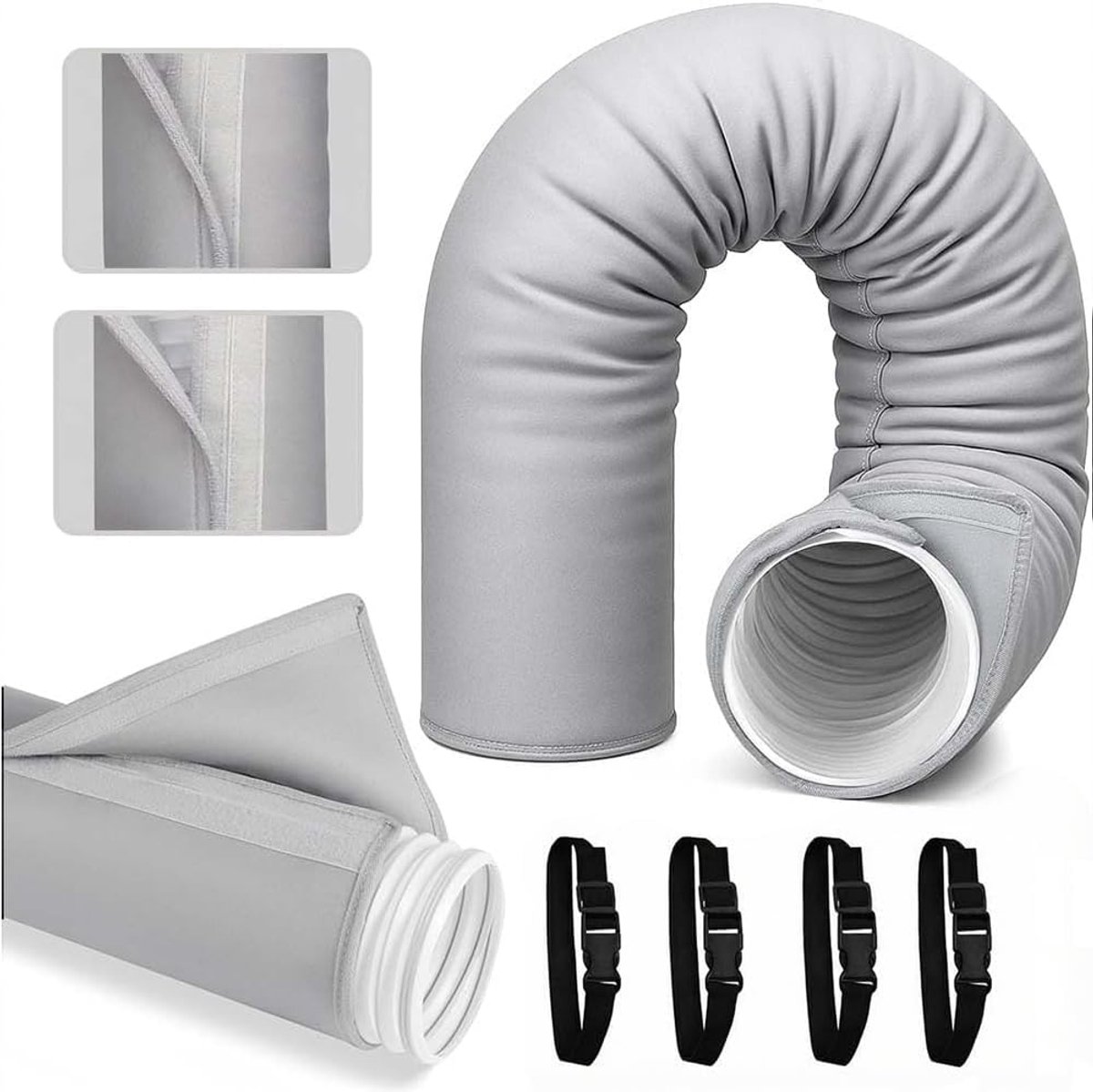 Isolatiebuis airconditioning 12,7 cm en 15 cm - grijs - met 3 strepen - bescherming voor afvoerslangen - ShopVlot