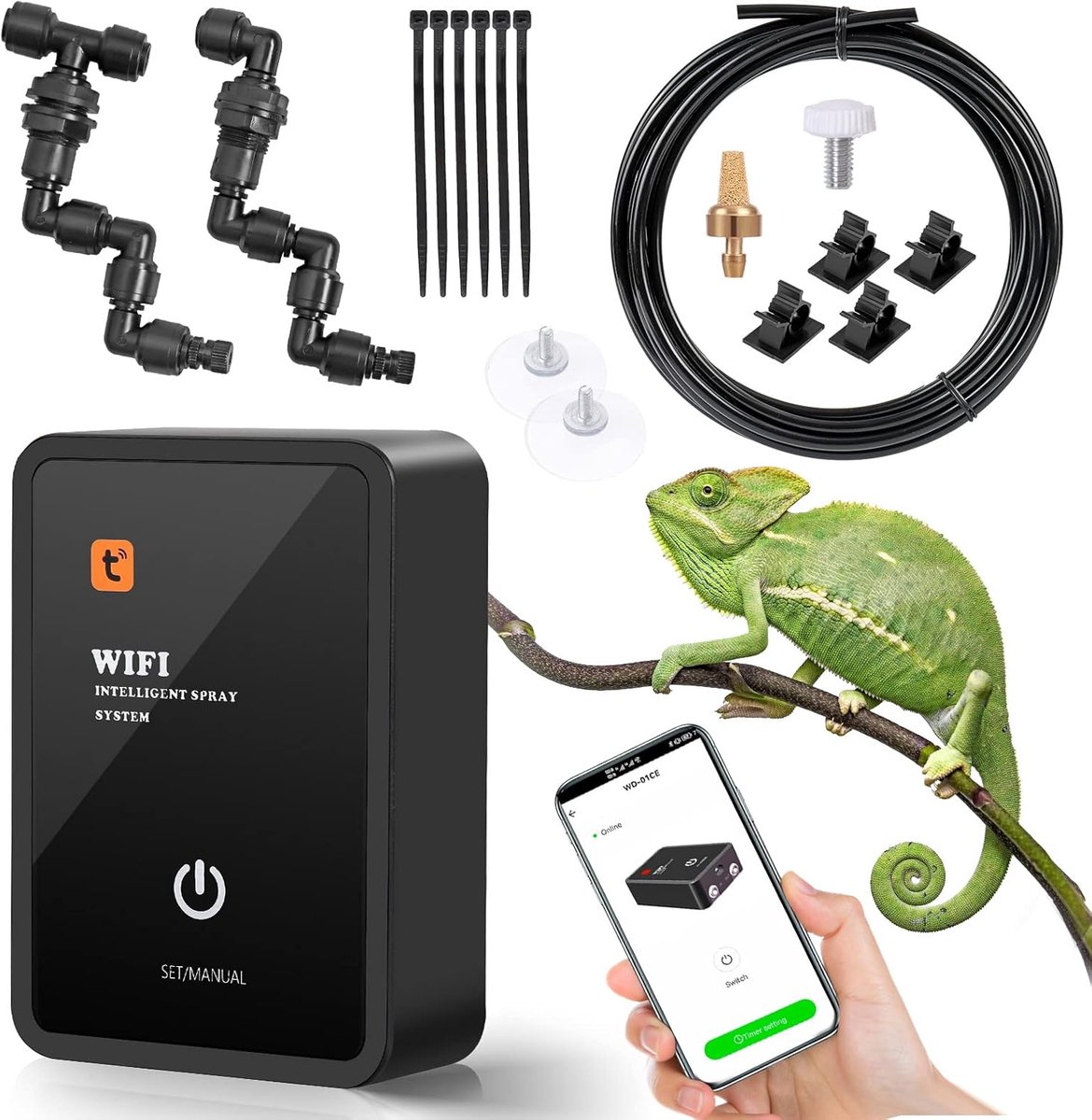 Reptielen mistsysteem - geüpdatete chameleon nevelspuiter - terrarium waterdamp - gezonde omgeving voor reptielen - ShopVlot