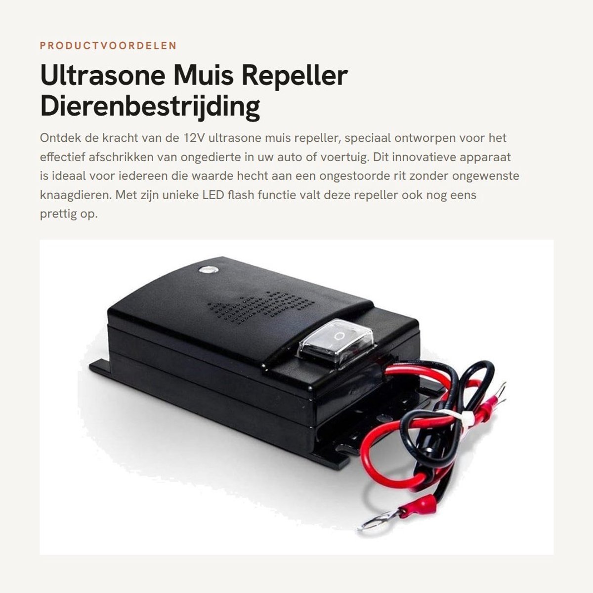 Dailygoods - Ultrasone Muis Repeller - Dierenbestrijding - LED Flash Functie - Ongediertebestrijding - Veilig voor gebruik - Voor auto en voertuig