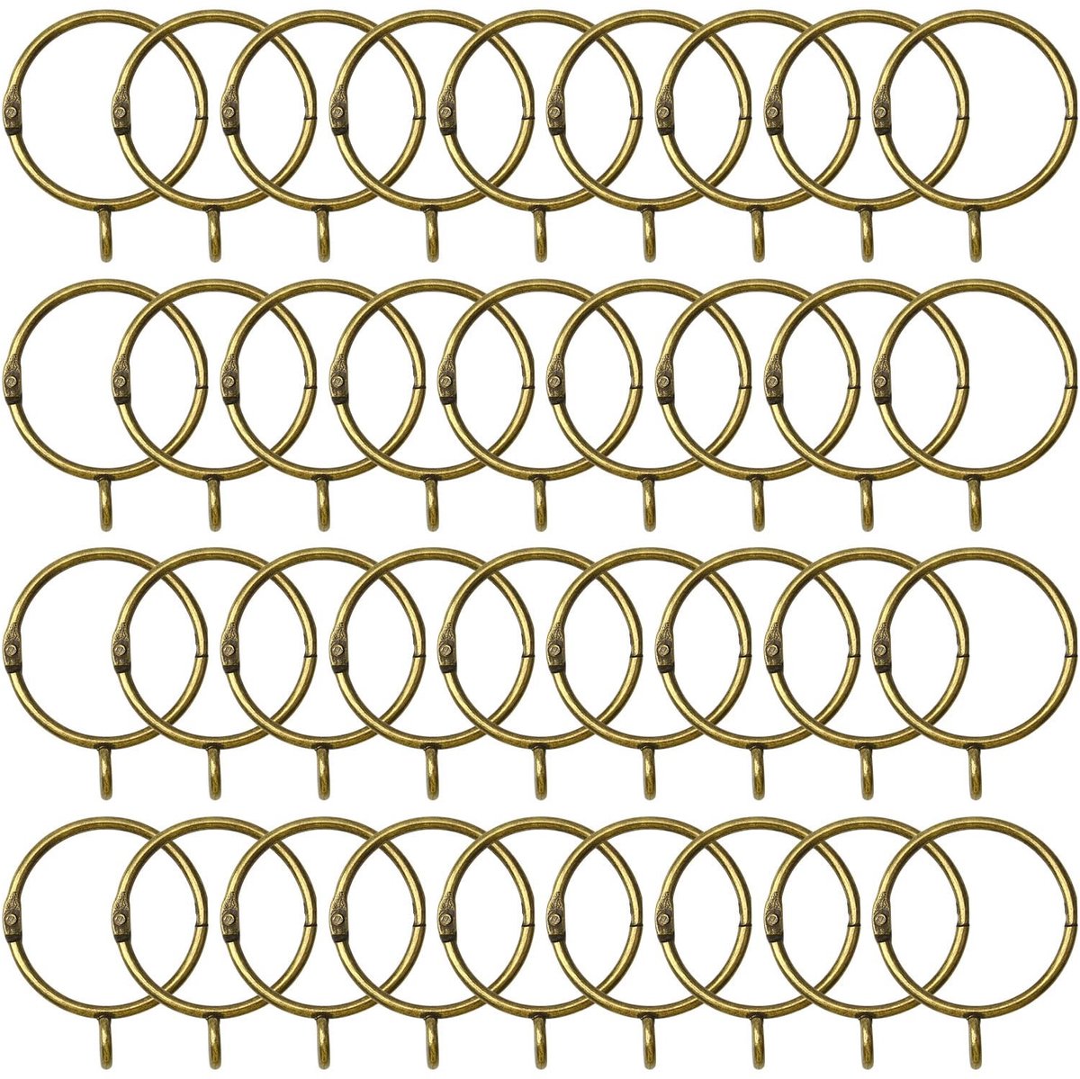 Dailygoods- Gordijnringen 36 Stuks - Metalen Open/Sluit Ringen - 1,5 Inch Binnendiameter - Stevig/Duurzaam - Geschikt voor Douchegordijnen/Raamgordijnen - Gordijnhaak