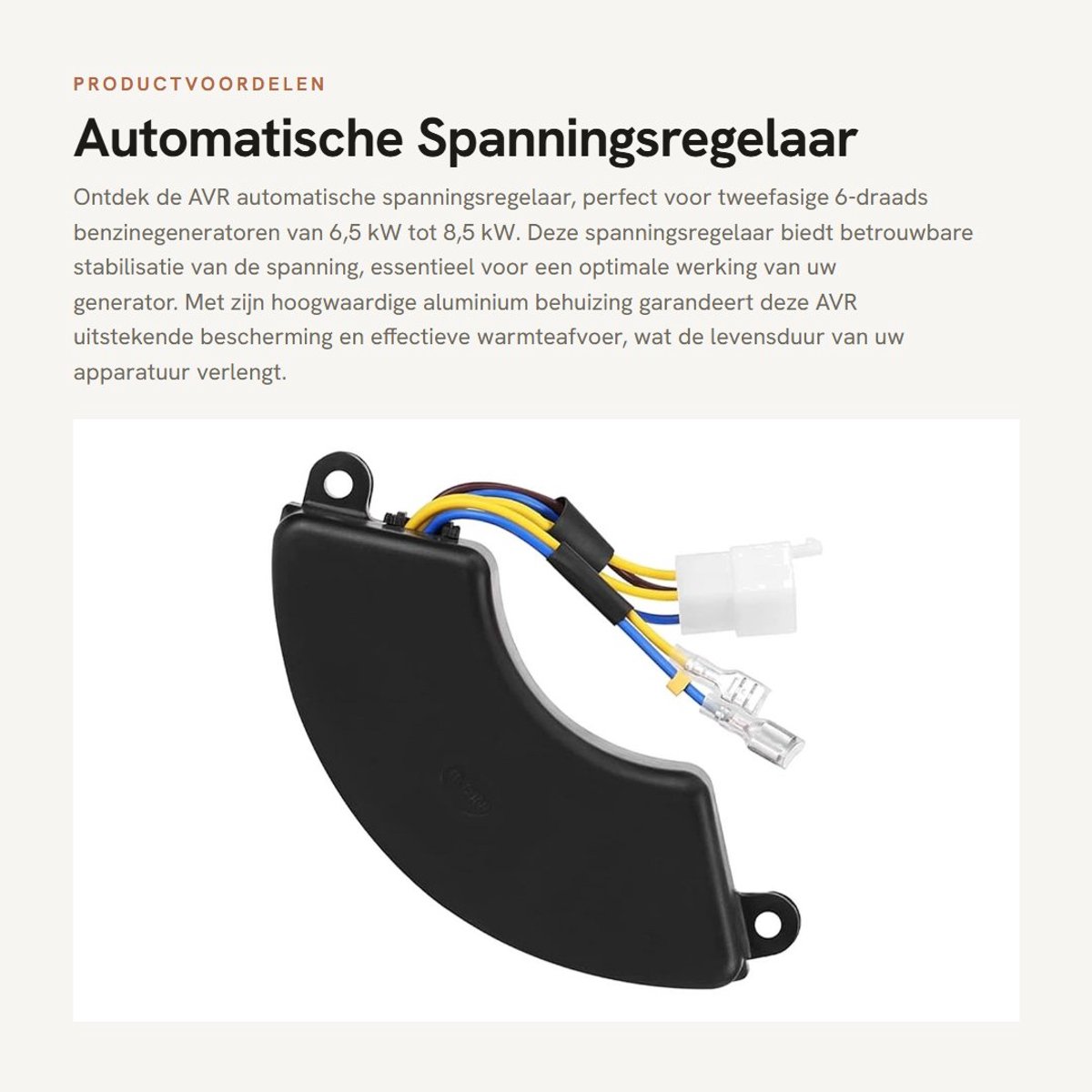 Dailygoods- Spanningsregelaar 12V Automatisch - Geschikt voor 6,5kW/8,5kW Generator - Aluminium Behuizing - 2-Fase - Goede Warmte Dissipatie