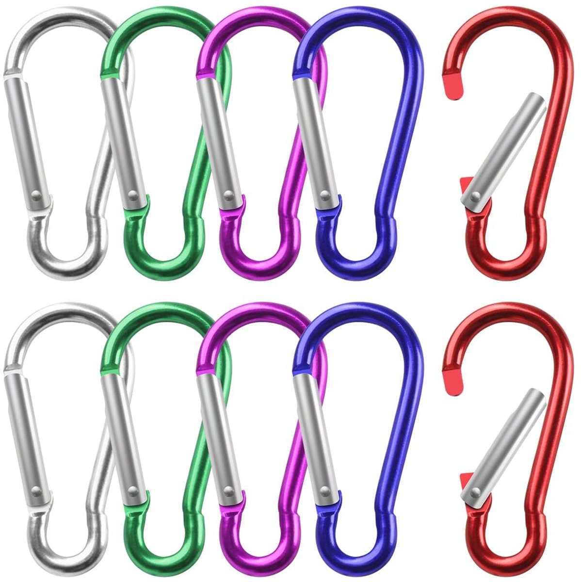 Dailygoods- Karabijnhaken 10 Stuks - Aluminiumlegering - Corrosiebestendig - Mini-Rugzak - Sleutelhangers - Outdoor/Indoor Activiteiten - Lichtgewicht 31 Gram - Haak