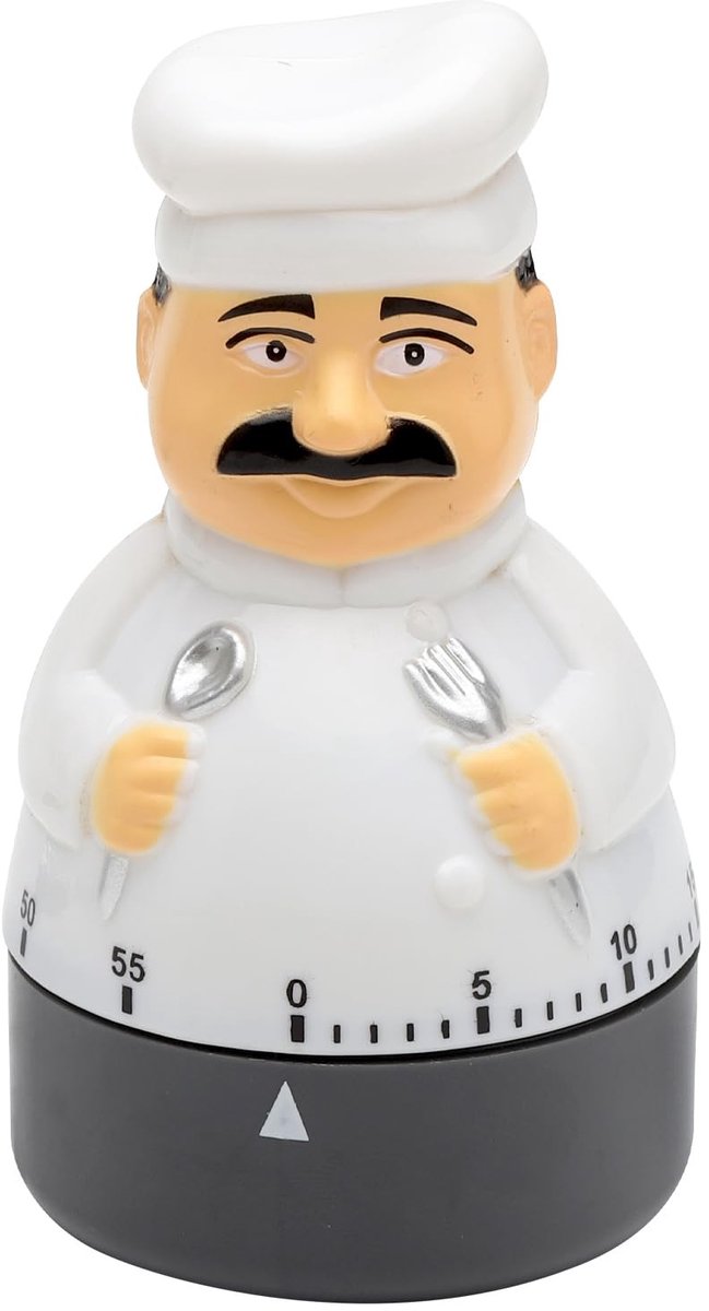 Dailygoods - Mechanische Keukentimer in de Vorm van een Kok, Batterijvrij
