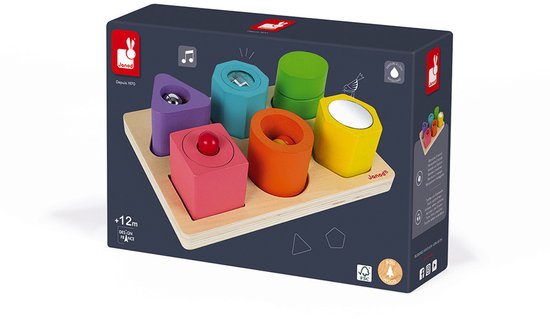 Janod - I Wood - Vorm En Geluid Puzzel - Om De Zintuigen Te Stimuleren - FSC® Houten Blokken En Puzzel - Geschikt Vanaf 1 Jaar van Janod — afbeelding 3