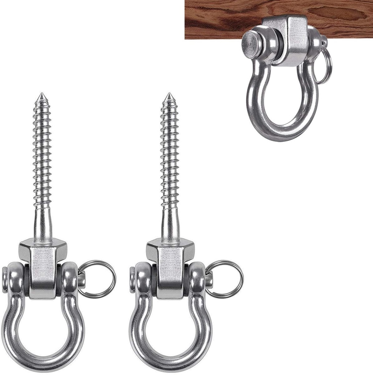 Dailygoods- Schommelhaken 2 stuks - Plafondhaken - Ophangbeugel - 304 Roestvrij Staal - 500 kg Draagvermogen - 180° Zwaai Ontwerp - Ophanghaak
