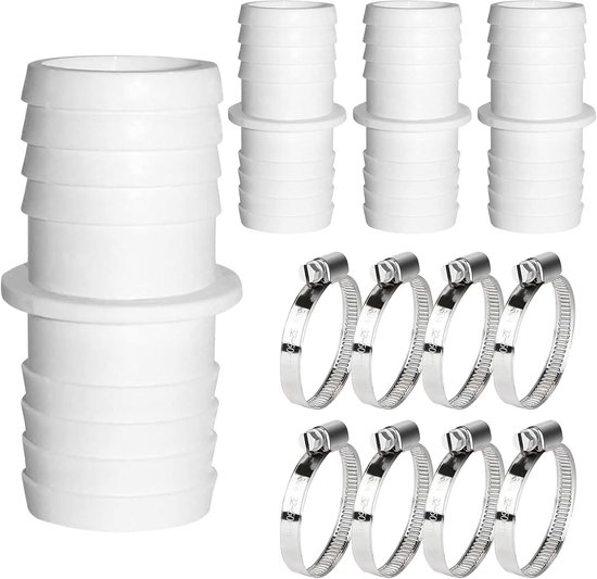Famanu – Zwembadadapter 38 mm naar 38 mm met roestvrijstalen slangklemmen
