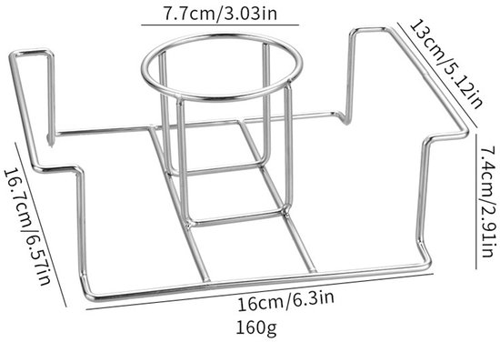 Bierblikjeshouder voor Kip - Roestvrijstalen BBQ-accessoire voor Grill en Smoker - Hoogwaardige Grillstandaard voor Sappige Kip - Geschikt voor Buiten Barbecue Picknick en Kamperen - Duurzaam Keukengerei van Merkloos — afbeelding 4