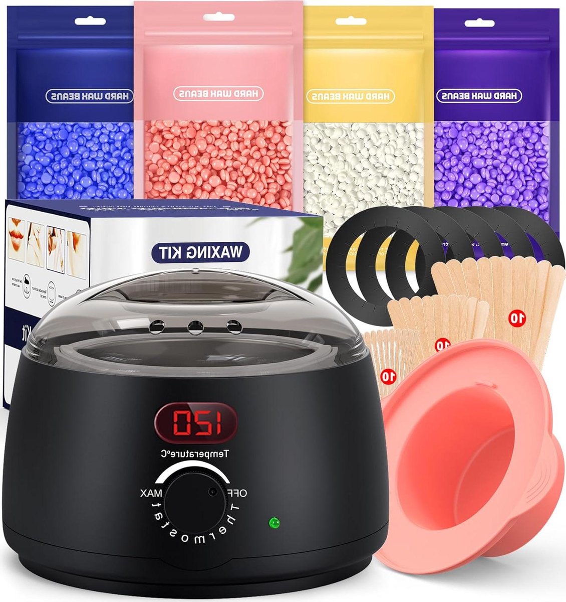 Wax Verwarmer Set - Ontharingskit - Thuis Ontharen - Digitale Temperatuurregeling - 1.17 kg - Zwart